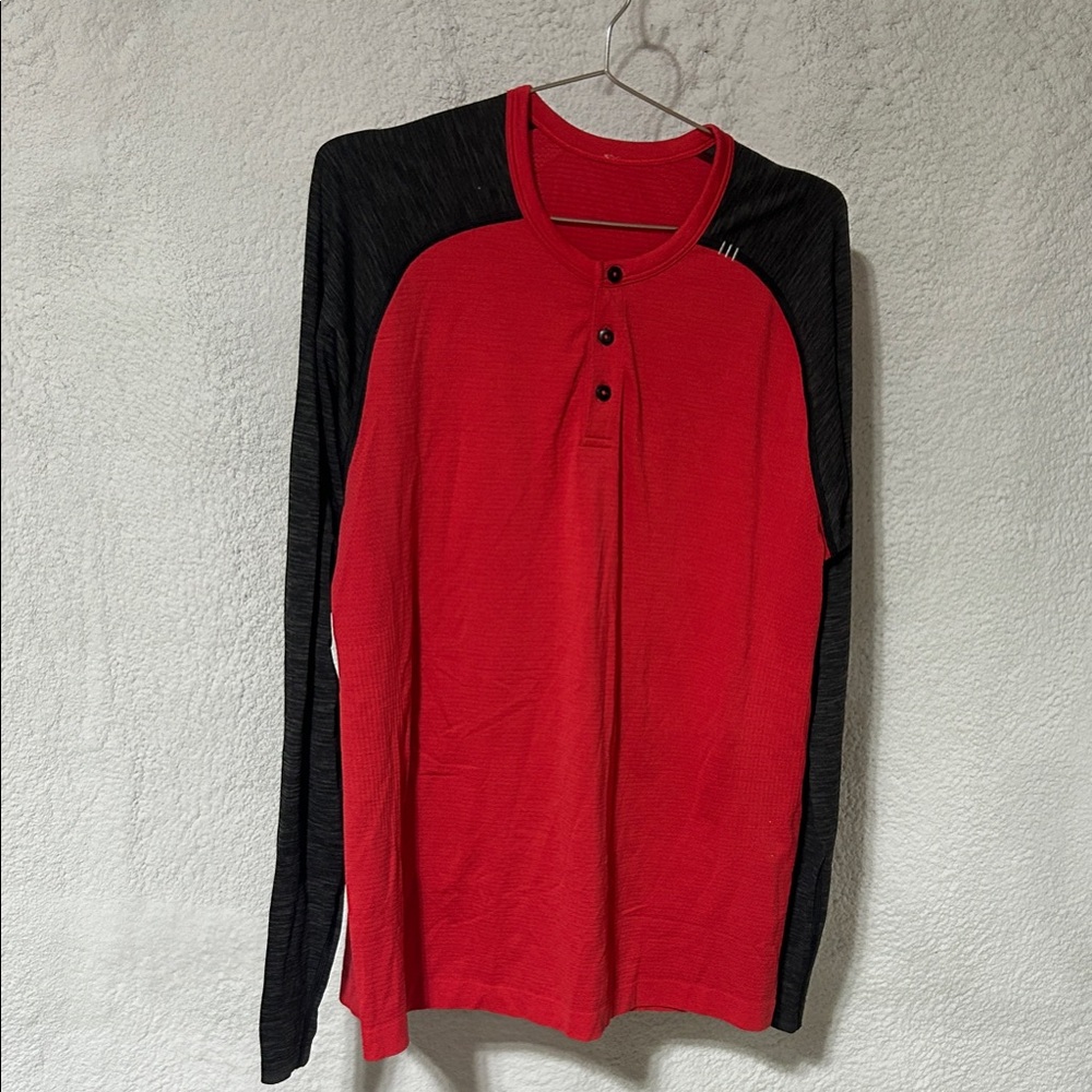 lululemon Red and Black Long Sleeve Shirt
